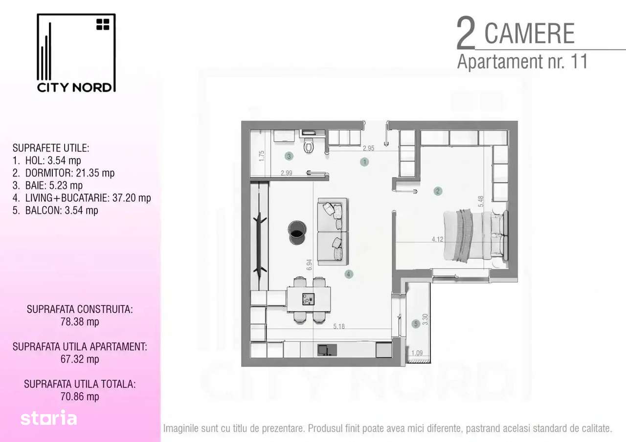 Apartament 2 camere, 70 mp, caramida, lift, incalzire pardoseala-8