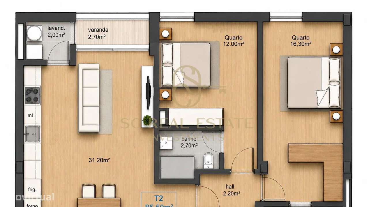 T2 Novo a estrear, 2 Suites, Varanda a Poente em São Mamede Infesta-40