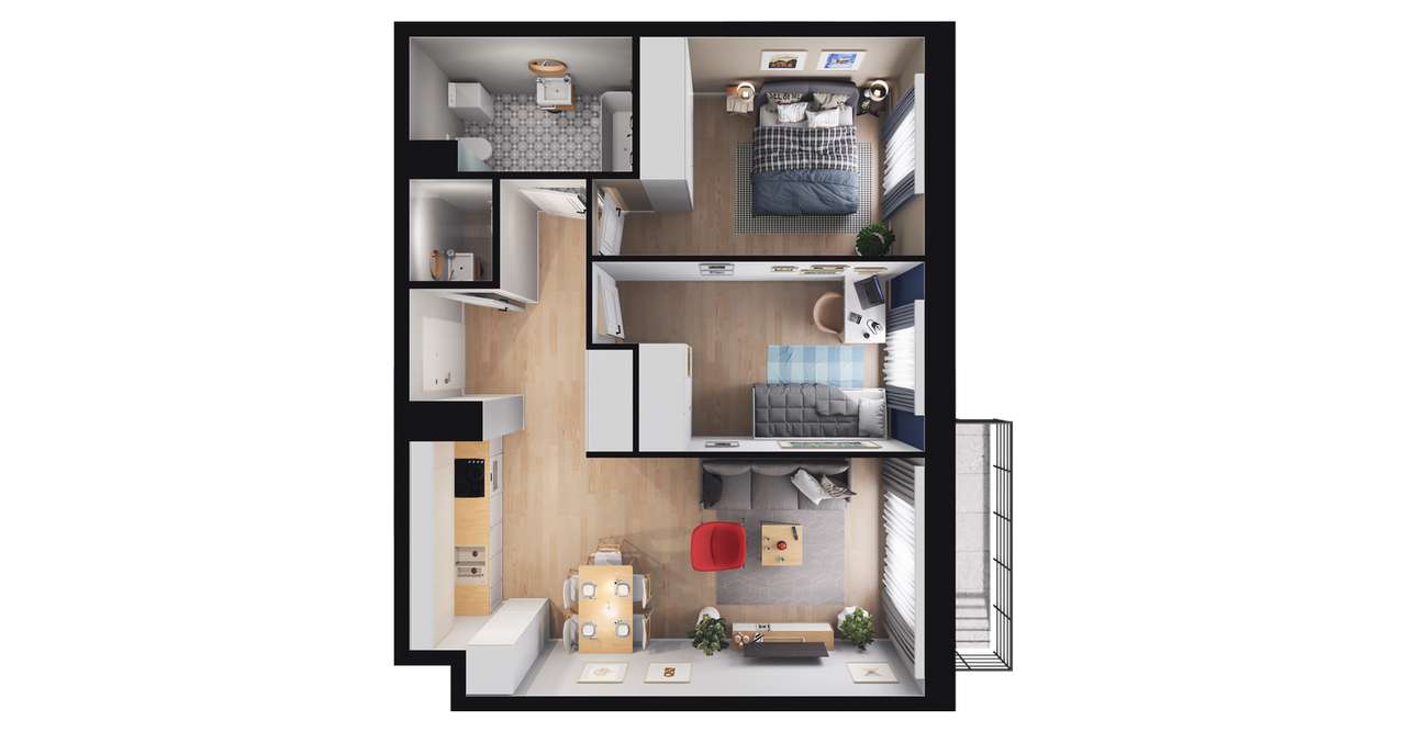 3-pokojowe mieszkanie 53 m² + balkon Bezpośrednio – pohled 3