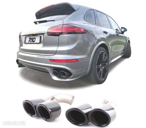 PONTEIRAS DE ESCAPE PARA PORSCHE CAYENNE 92A 14-17 LOOK GTS PRETO - 1