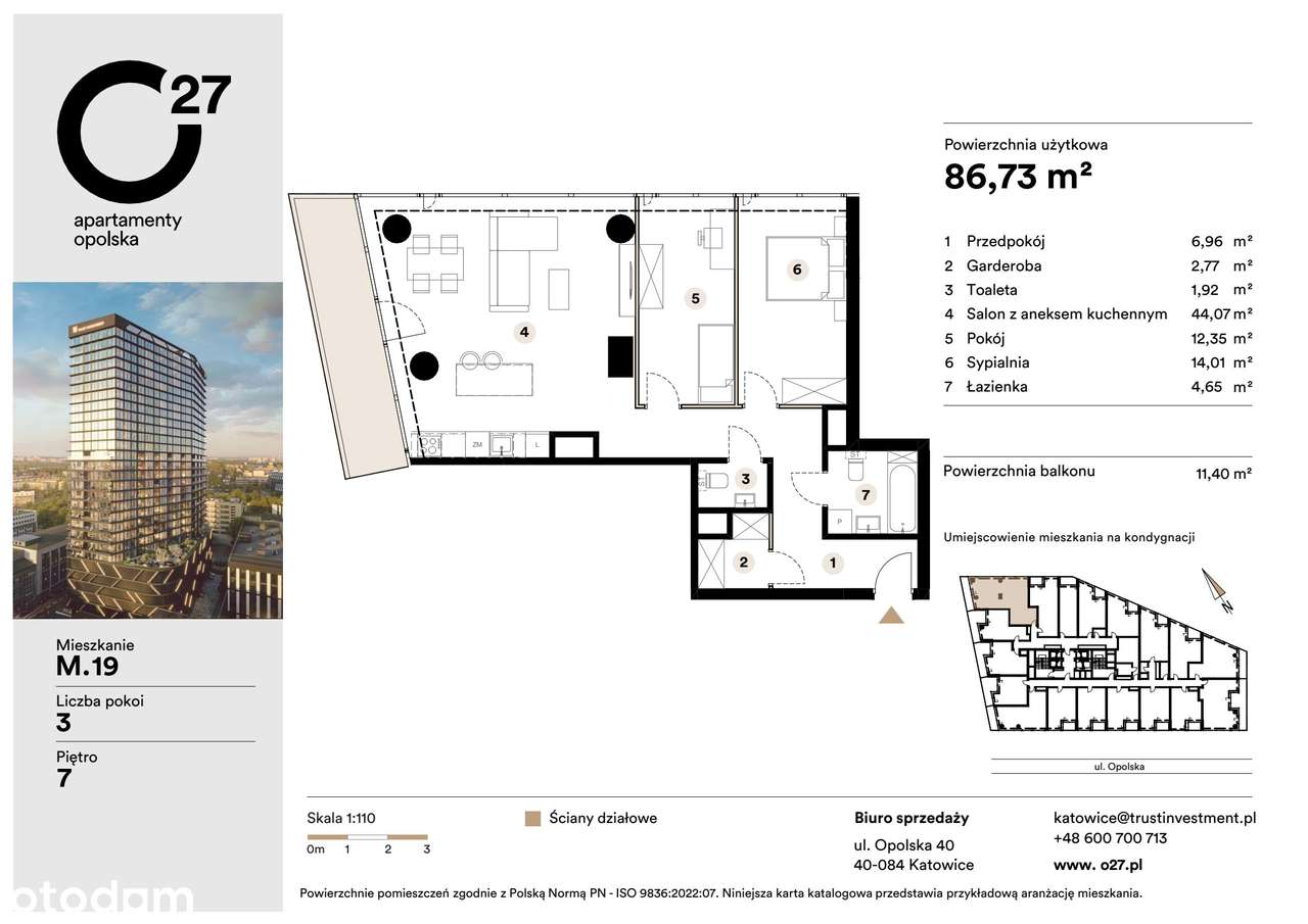 3-pokojowe mieszkanie 86m2 + balkon - Pełny obrazek: 3/10