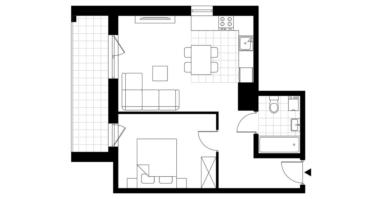 2-pokojowe mieszkanie 44m2 + loggia Bez Prowizji - Pełny obrazek: 3/7