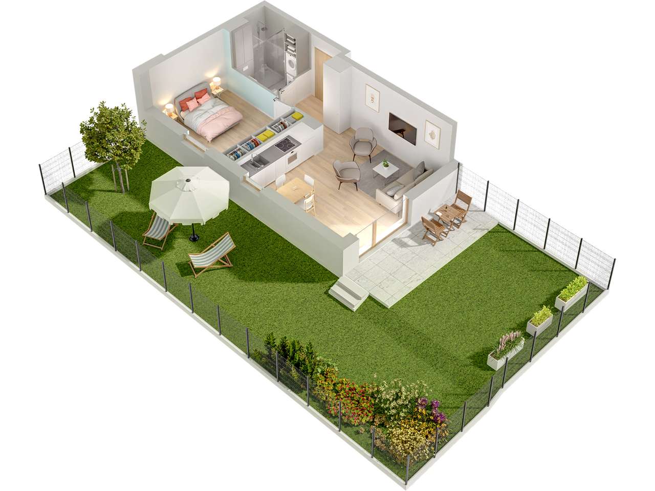 2-pokojowe mieszkanie 42,57 m2 + ogródek - Pełny obrazek: 5/9