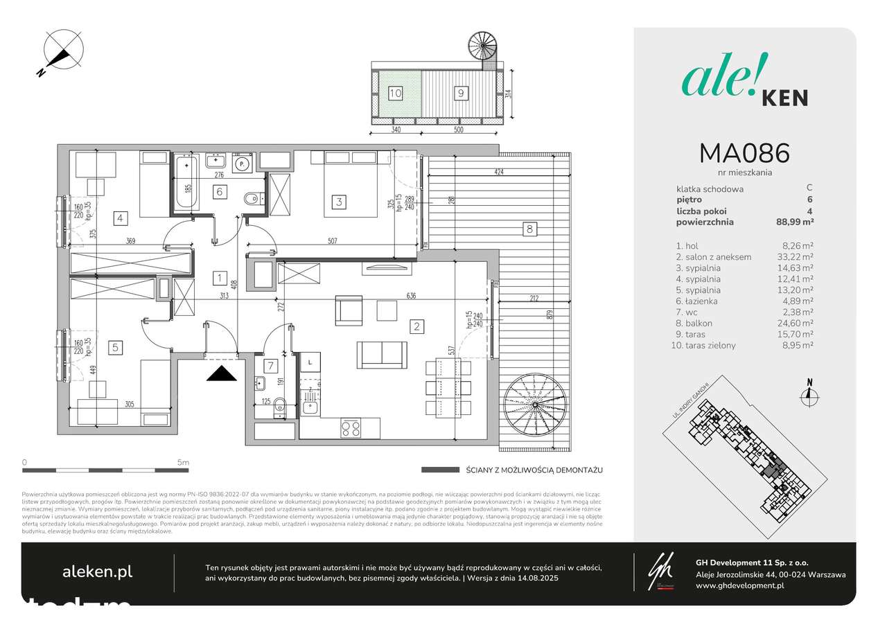 4-pokojowe mieszkanie 88m2 + 2 tarasy Bez Prowizji - Pełny obrazek: 2/7