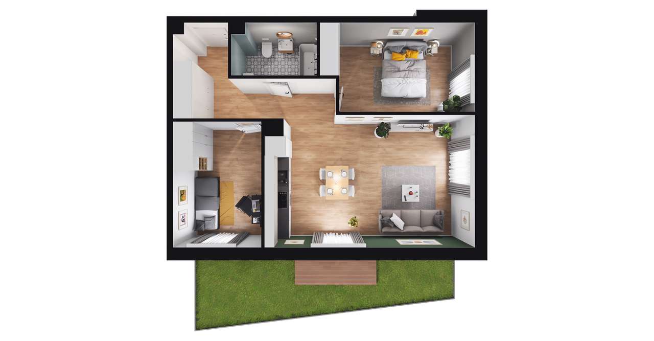 3-pokojowe mieszkanie 62m2 + ogródek - Pełny obrazek: 3/9