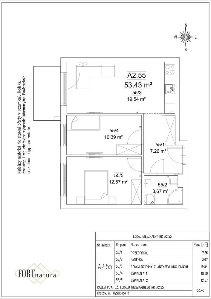 Wybickiego 5 FORTnatura gotowe do odbioru | 3-pok. | A2.55 - Pełny obrazek: 2/14