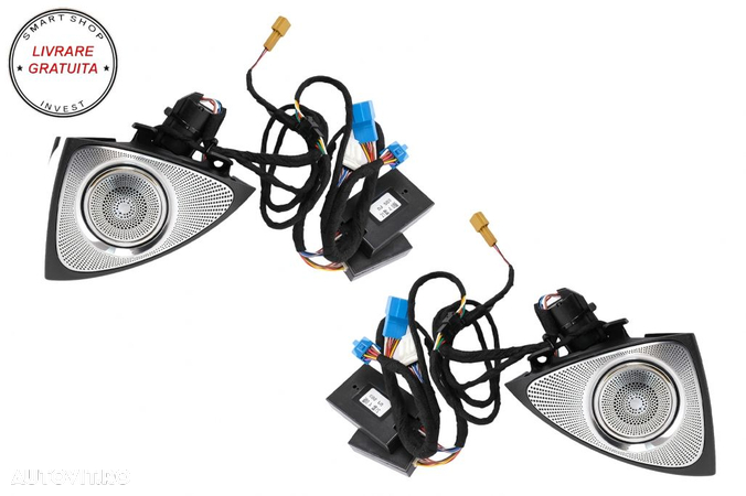 Pachet Grile de aerisire Ornament Difuzor Tweeter LED rotativ 64 culori Mercedes S- livrare gratuita - 2