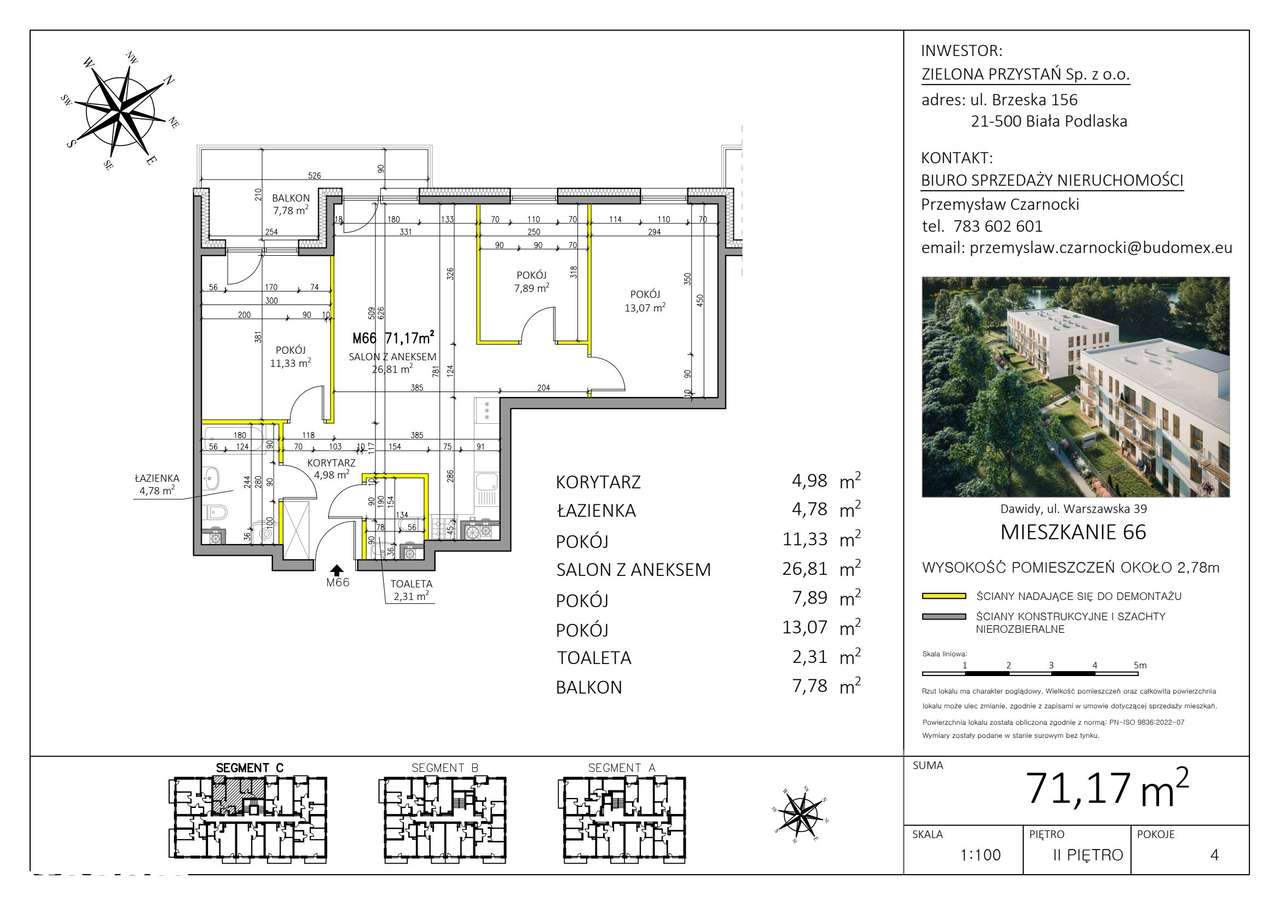 4-pokojowe mieszkanie 71m2 + balkon Bez Prowizji - Pełny obrazek: 2/6