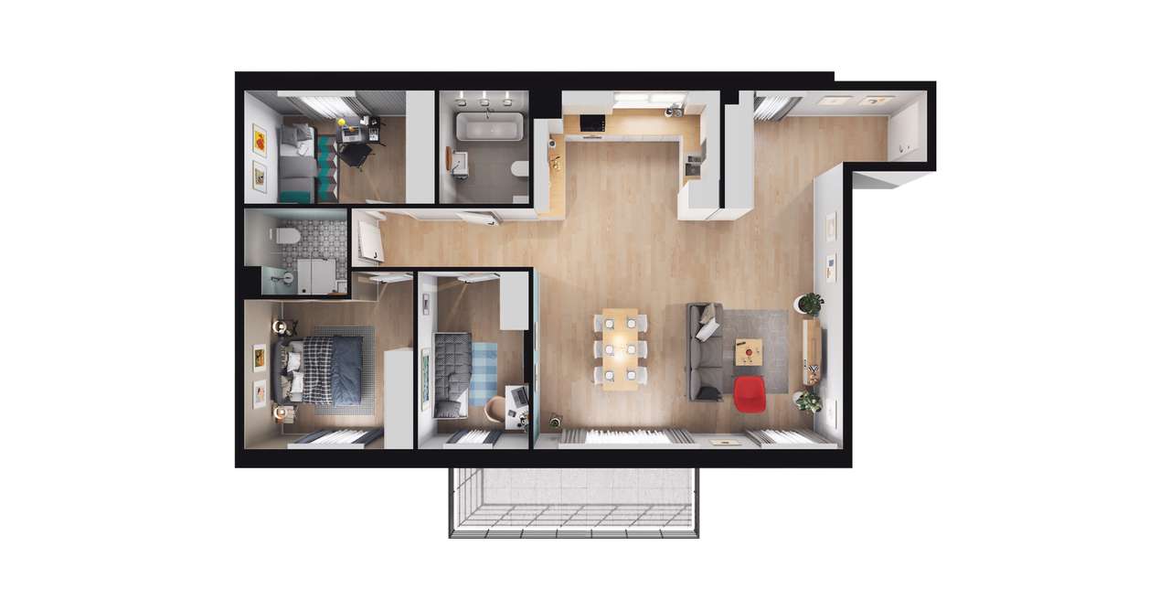 4-pokojowe mieszkanie 95m2 + balkon Bezpośrednio - Pełny obrazek: 2/8