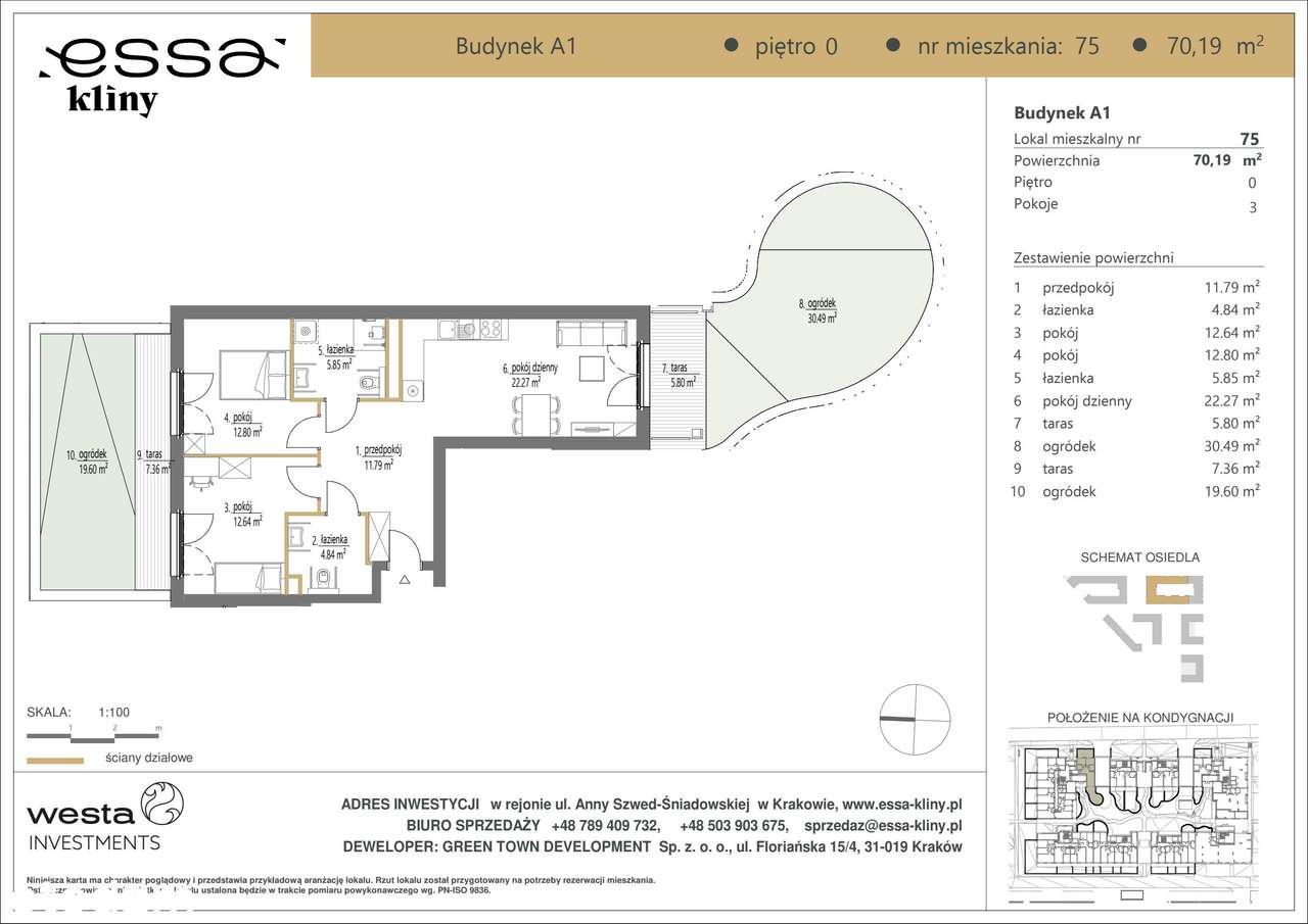 3-pokojowe mieszkanie 70m2 + 2 ogródki - Pełny obrazek: 2/7