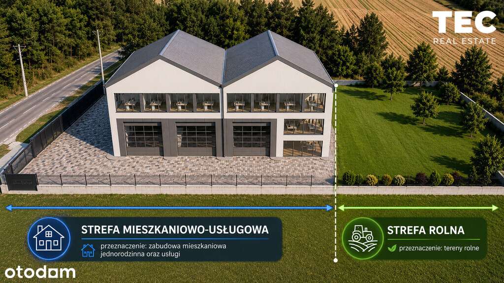 Działka mieszkaniowo usługowa 13,64ar Lusina