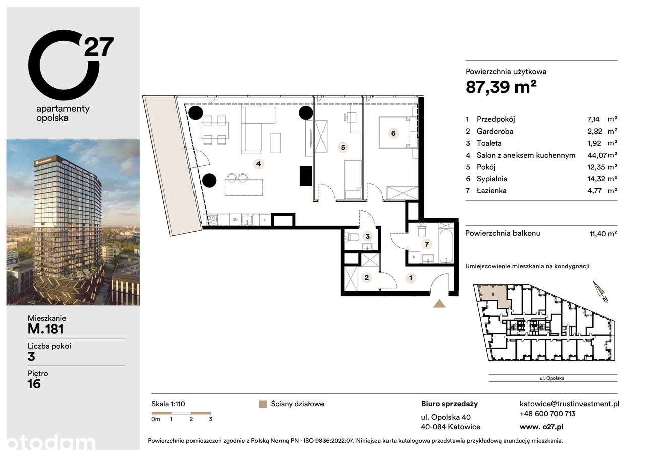 3-pokojowe mieszkanie 87m2 + balkon - Pełny obrazek: 3/10