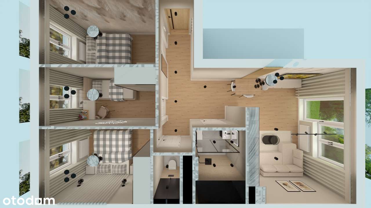 Trzy pokoje +salon z aneksem kuchennym, ul. Kasprzaka, 1 piętro. - Pełny obrazek: 1/19