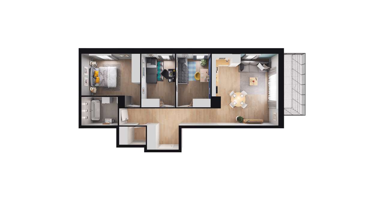 4-pokojowe mieszkanie 73m2 + balkon Bezpośrednio - Pełny obrazek: 2/8