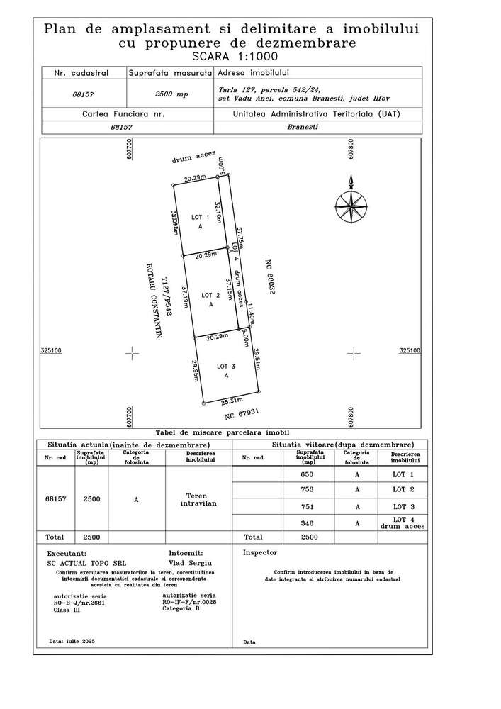 Ofer spre vanzare teren in Branesti, Vadu Anei in suprafata de 753mp - Imagine principală: 1/3