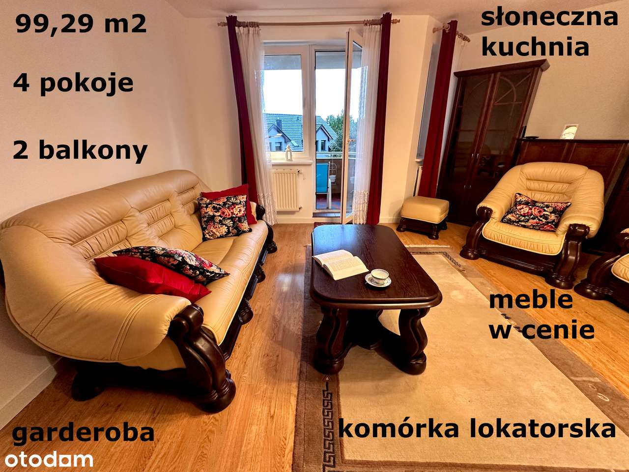 Mieszkanie Pogodno 99m2 - 4 pokoje, 2 balkony - umeblowane - słoneczne - Pełny obrazek: 2/20