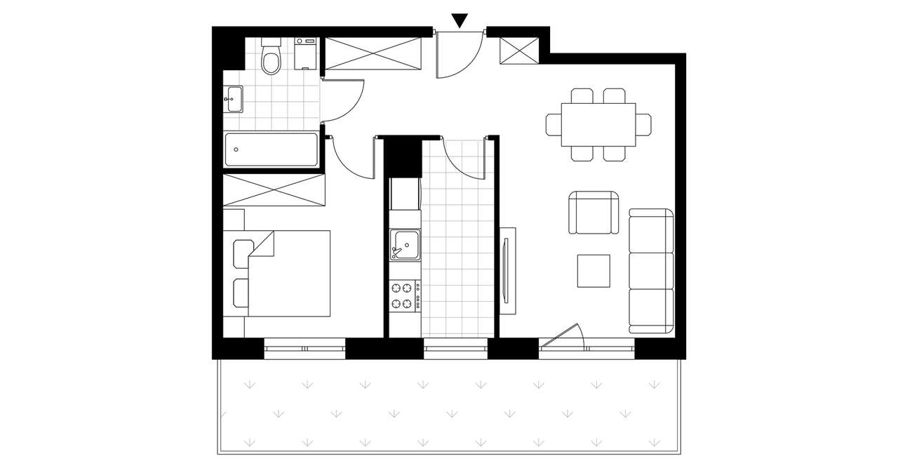 2-pokojowe mieszkanie 43m2 + ogródek - Pełny obrazek: 3/8