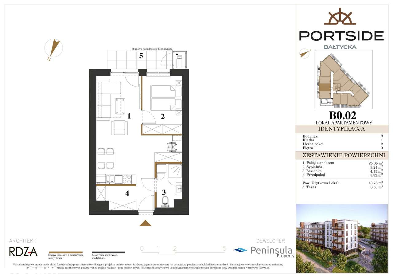 2-pokojowe mieszkanie 43m2 + ogródek - Pełny obrazek: 2/7