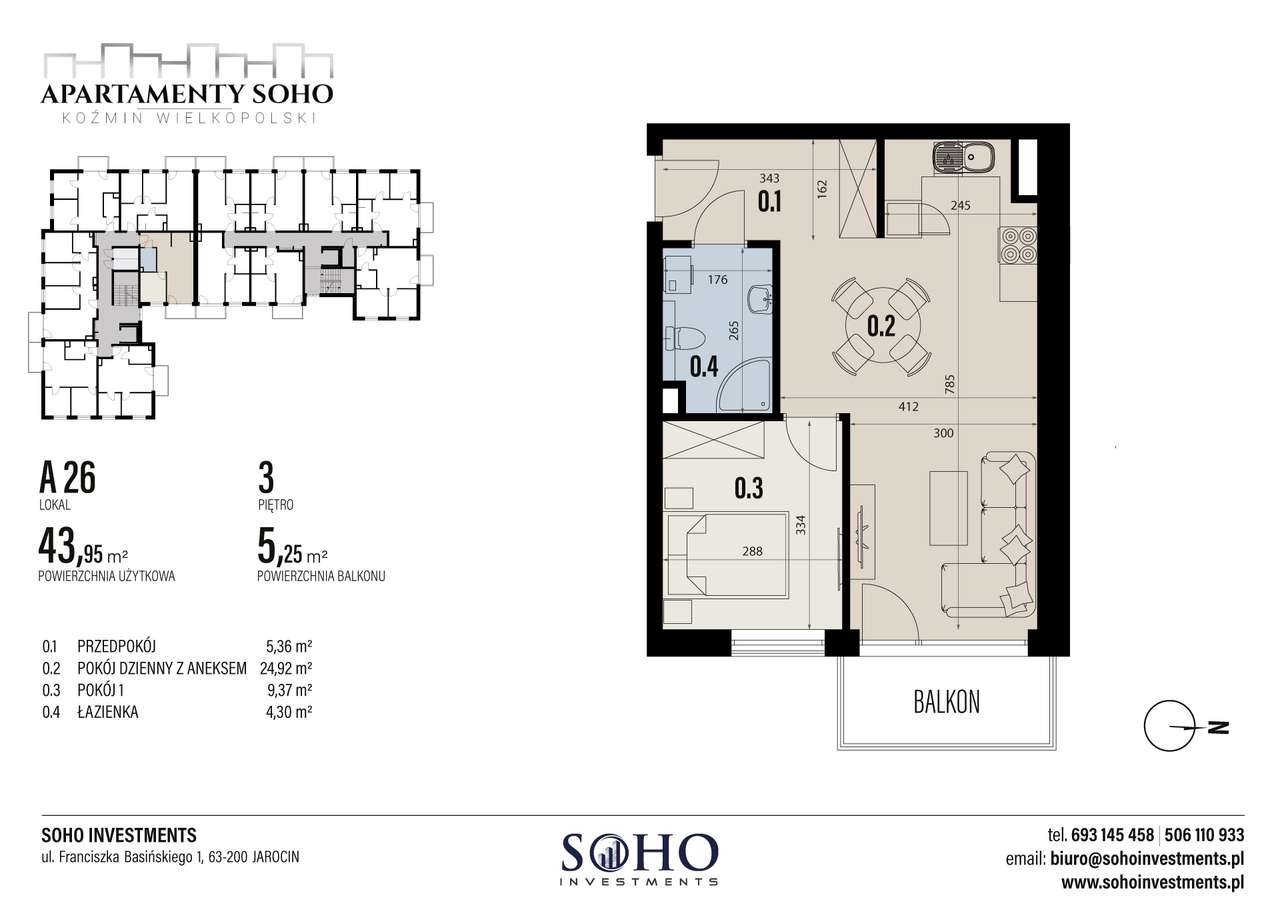 mieszkanie 43,95 m2 / 2-pokoje Apartamenty SOHO Koźmin-6