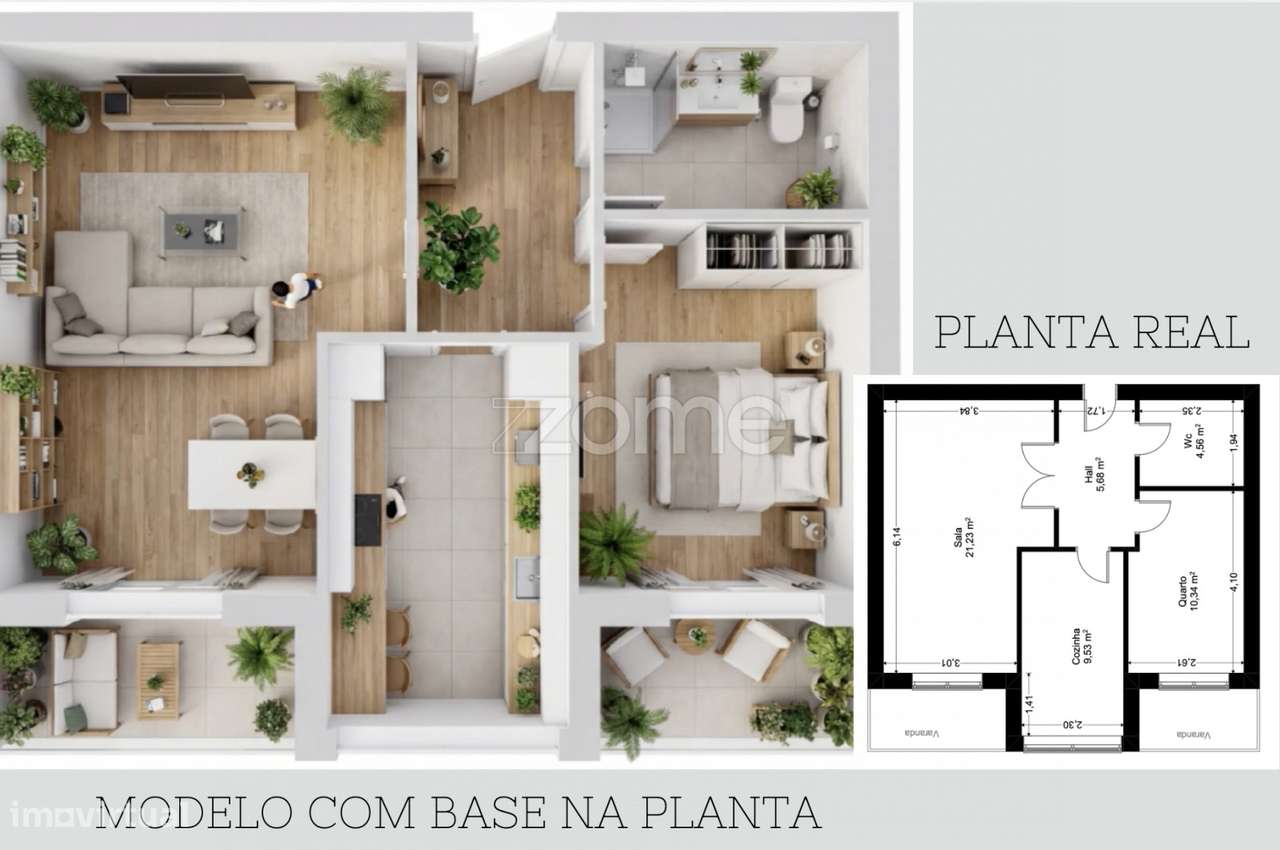 Apartamento T1, com 2 Varandas, Garagem na Meadela, Viana do Castelo - Grande imagem: 3/8