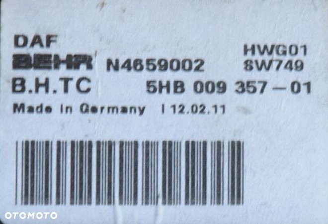 STEROWNIK NAGRZEWNICY DAF N4659002 5HB 009 357-01 - 5