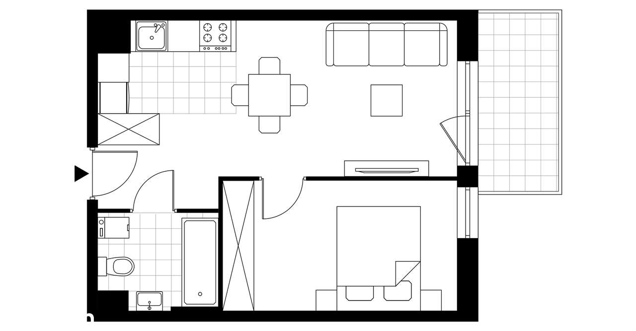1-pokojowe mieszkanie 38m2 + balkon - Pełny obrazek: 3/8