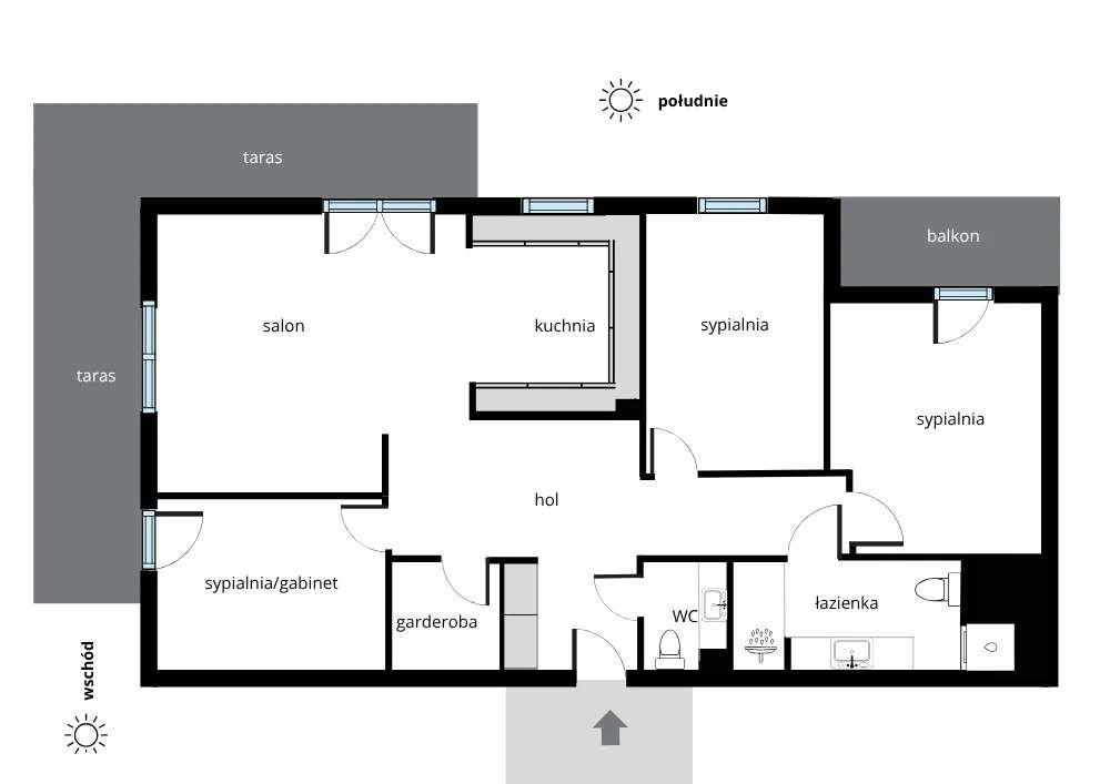 4 pokojowe, słoneczne mieszkanie z klimatyzacją i 2 balkonami - Pełny obrazek: 1/12