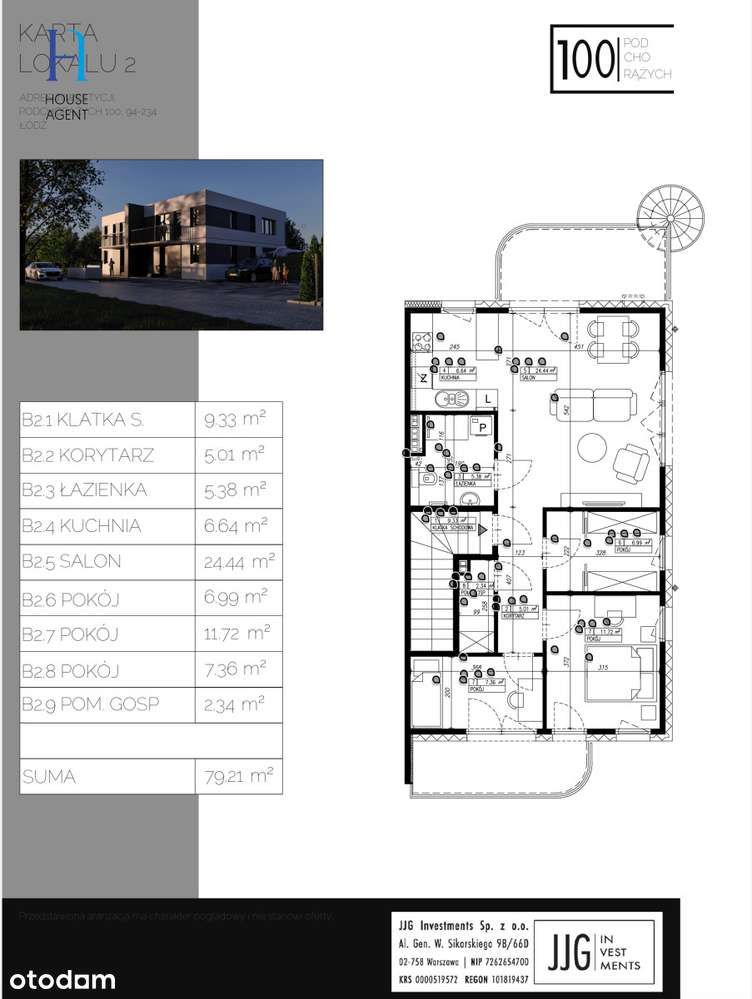 Apartament 79,21 m² z ogrodem - Złotno - Widok 4