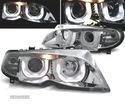 FARÓIS COM LUZ DIURNA LED PARA BMW E46 01-05 FUNDO CROMADO - 1