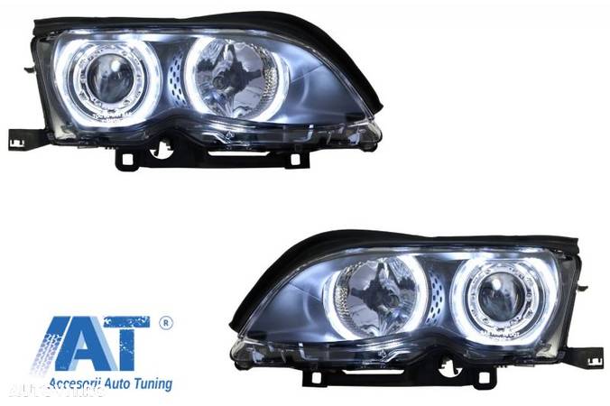 Faruri LED Angel Eyes BMW E46 (09.2001-03.2005) Negru - 2