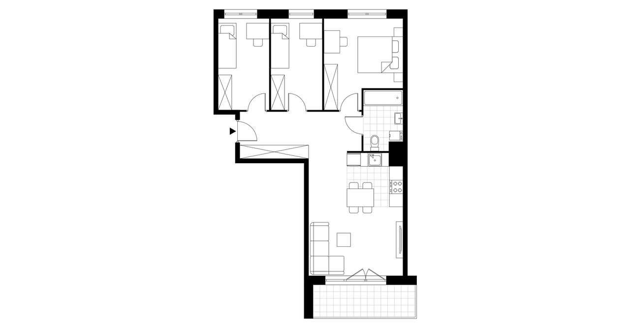 4-pokojowe mieszkanie 69m2 + loggia - Pełny obrazek: 3/8