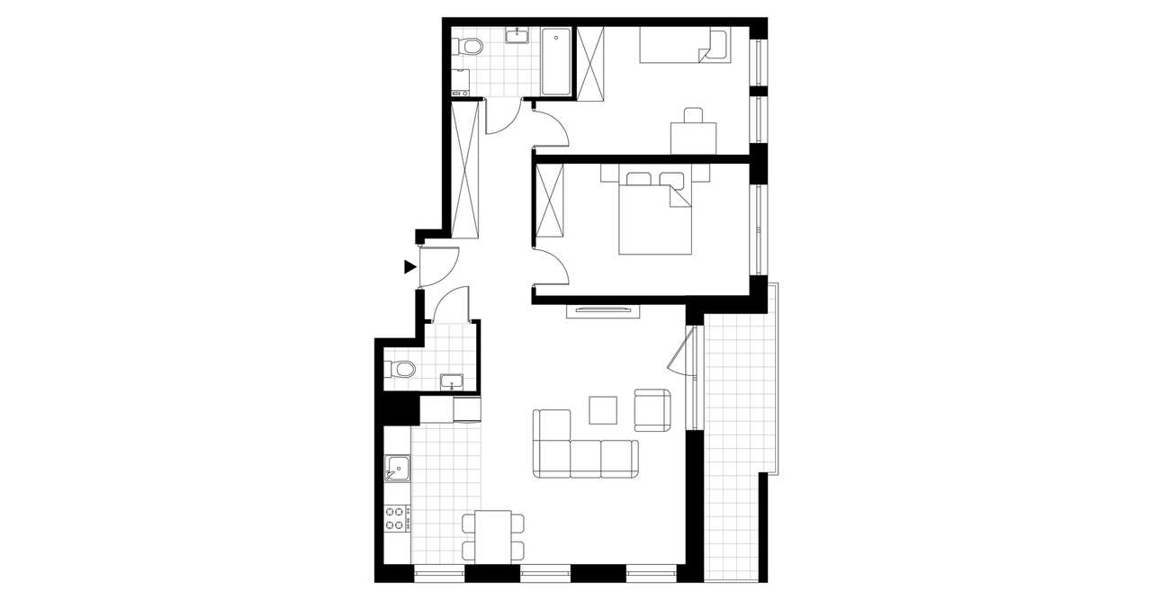 3-pokojowe mieszkanie 73m2 + loggia Bezpośrednio - Pełny obrazek: 3/8