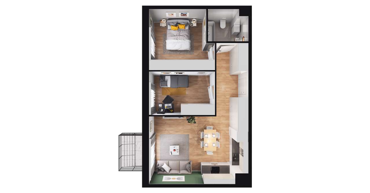 3-pokojowe mieszkanie 55m2 + balkon Bezpośrednio - Pełny obrazek: 2/8