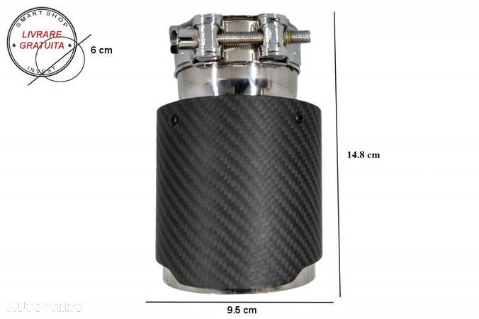 Toba Universala Ornament Sistem de evacuare Carbon Fiber Finisaj Mat 6cm/2.36inch- livrare gratuita - 3