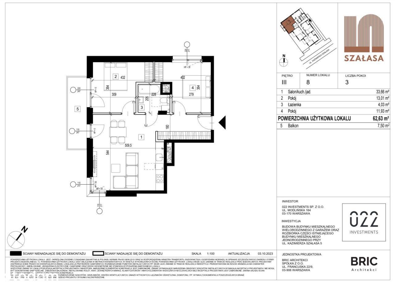 Mieszkanie 62,6m2 - duży balkon