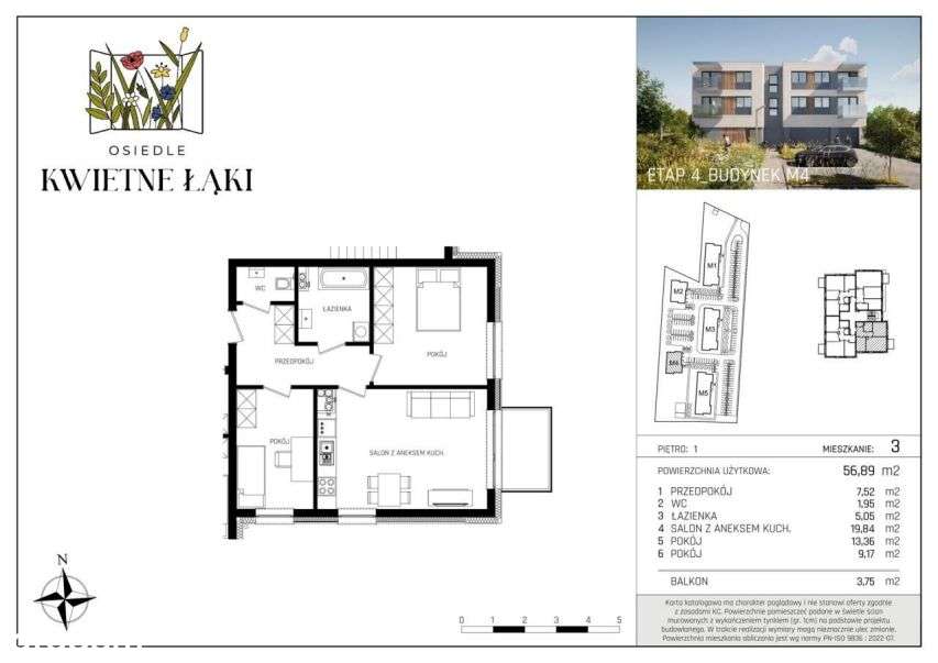 3-pokojowe mieszkanie 56m2 Bezpośrednio - Pełny obrazek: 2/4