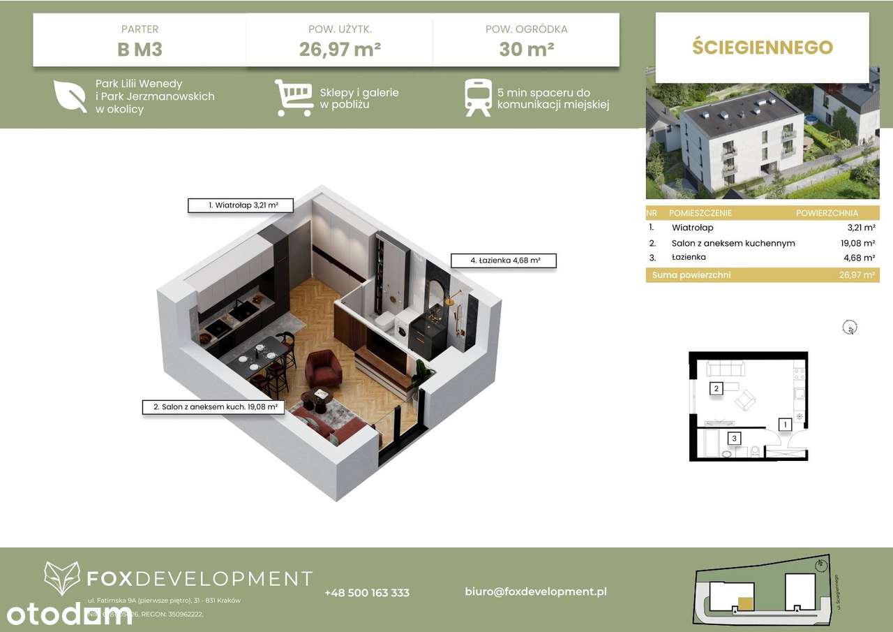 Nowoczesna kawalerka  z ogródkiem w nowej inwestycji na Prokocimiu.-4