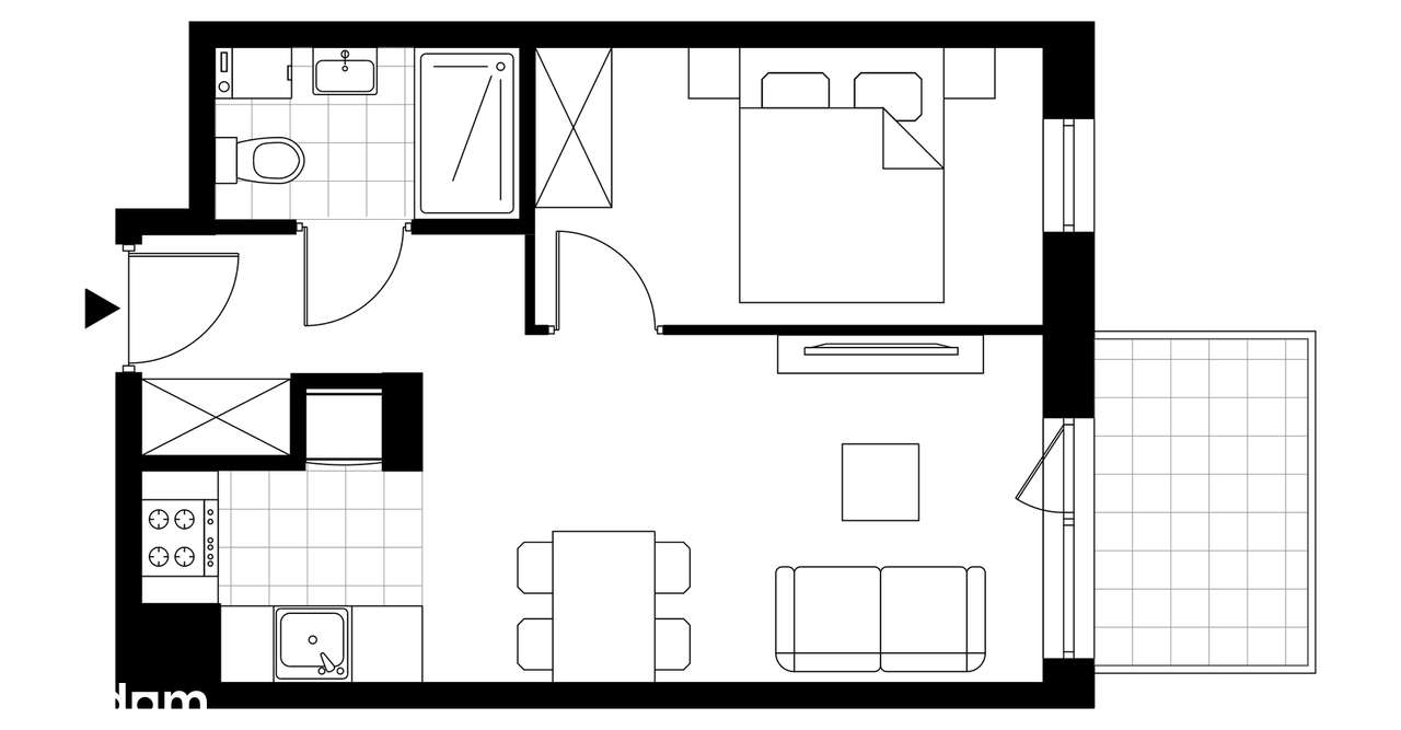 2-pokojowe mieszkanie 40m2 + balkon - Pełny obrazek: 3/8