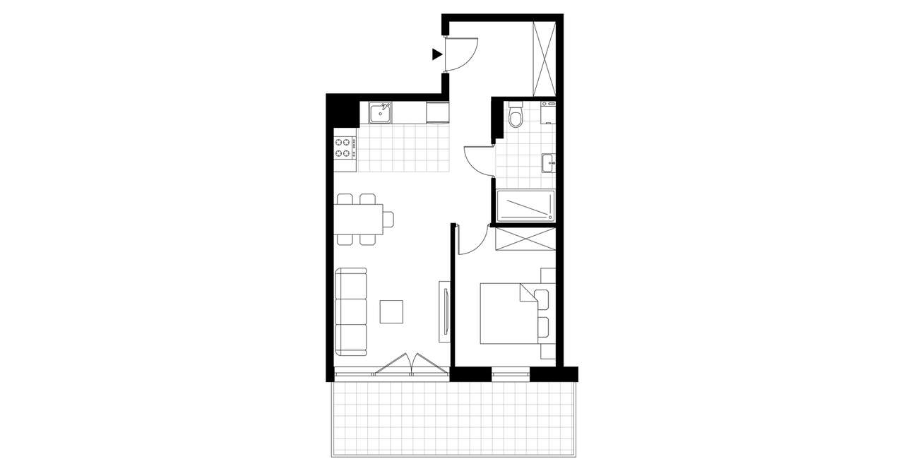 2-pokojowe mieszkanie 42m2 + balkon - Pełny obrazek: 3/7