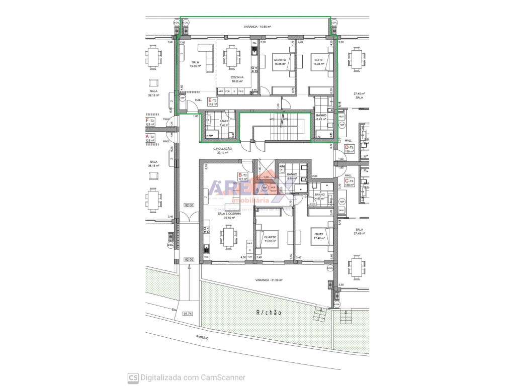 FRAÇÃO E - T2 rés do chão - varanda com 19,65m2 - lugar de garagem ... - Grande imagem: 3/21