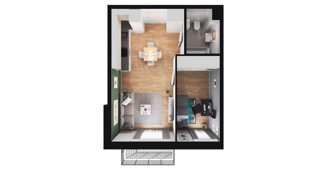 2-pokojowe mieszkanie 36m2 + balkon Bez Prowizji - Pełny obrazek: 2/8