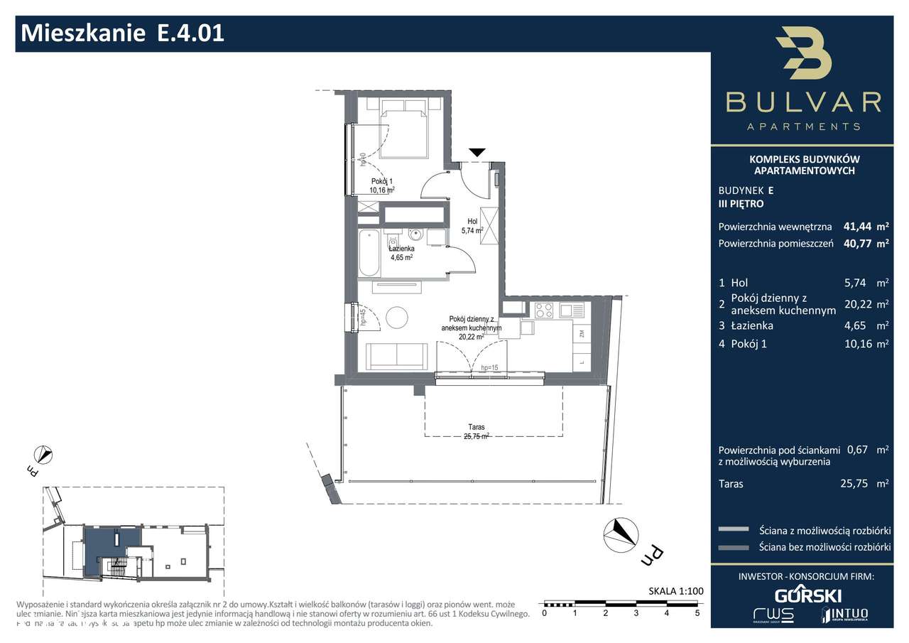 Bulvar Apartments | mieszkanie 2-pok. | E.4.01 - Pełny obrazek: 2/9