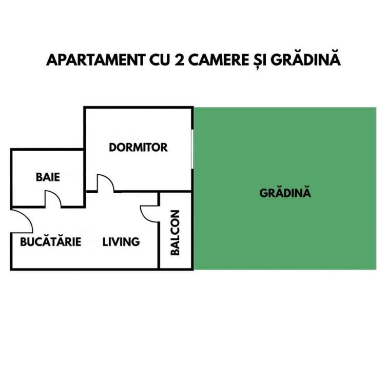 Apartament de 2 camere, cu gradina, zona Terra-7