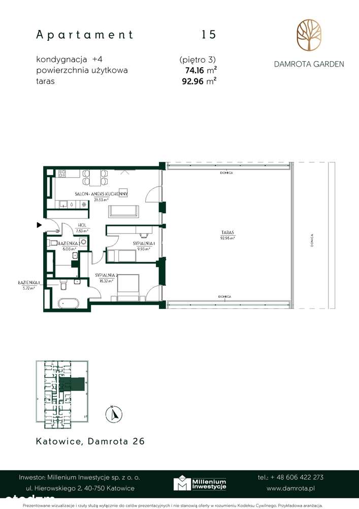 Apartament z własnym ogrodem w sercu Katowic |3 pokoje| Damrota Garden - Pełny obrazek: 3/10