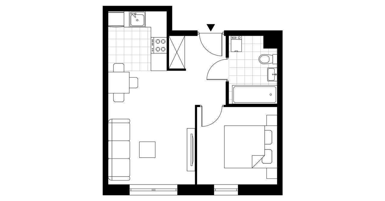 2-pokojowe mieszkanie 35m2 + balkon - Pełny obrazek: 3/5