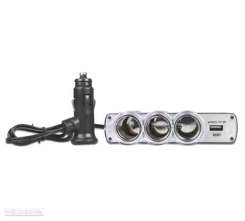 ADAPTADOR DE ISQUEIRO DE CARRO 12V COM 3 ENTRADAS + USB - 2