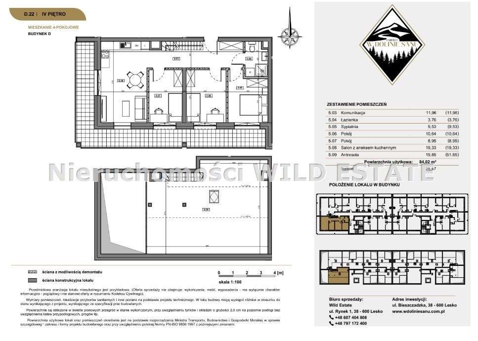 Mieszkanie, 84,02 m², Lesko