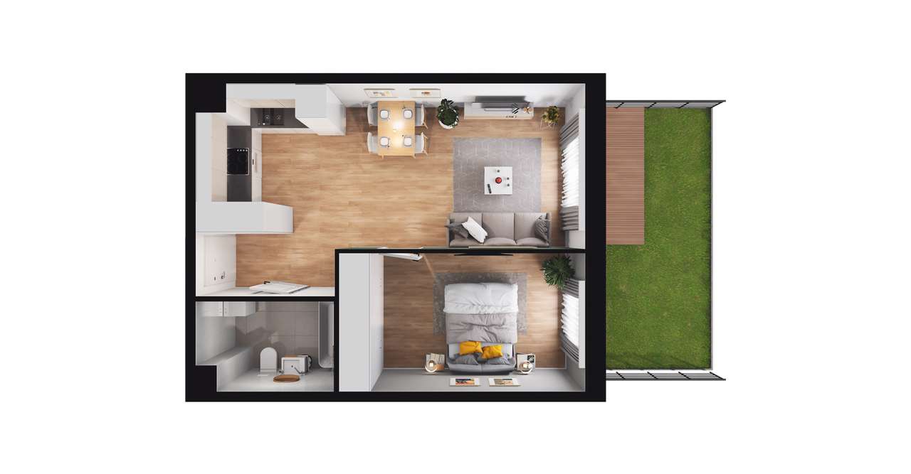 2-pokojowe mieszkanie 41m2 + ogródek Bez Prowizji - Pełny obrazek: 3/9