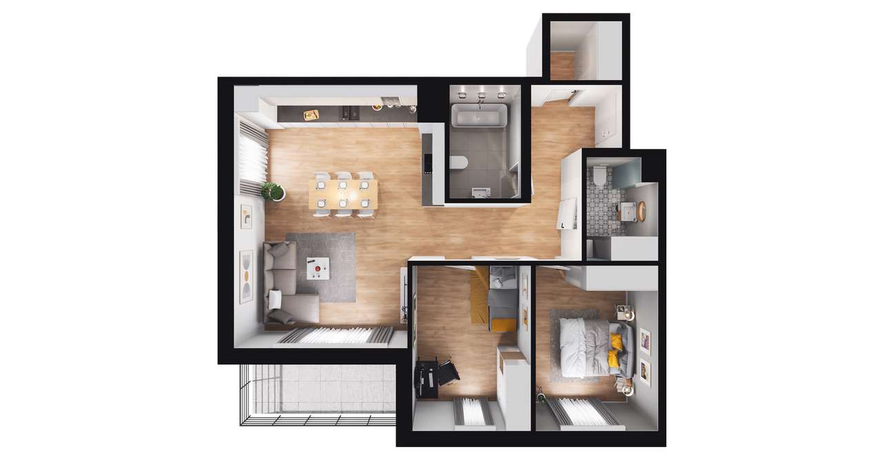 3-pokojowe mieszkanie 74m2 + balkon Bezpośrednio - Pełny obrazek: 2/8