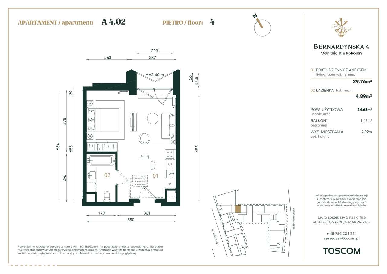 Bernardyńska 4 | mieszkanie 1-pok. | A/4/02 - Pełny obrazek: 2/9